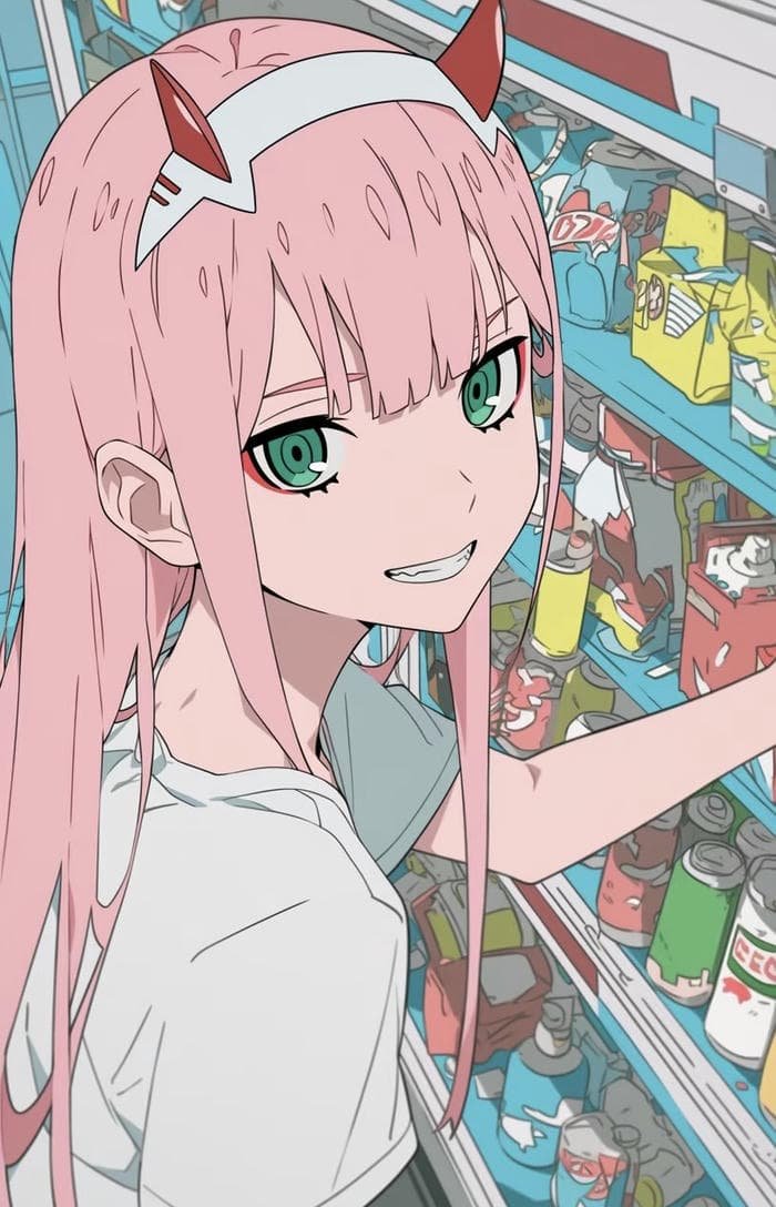 Anime Zero Two ánh mắt quyến rũ