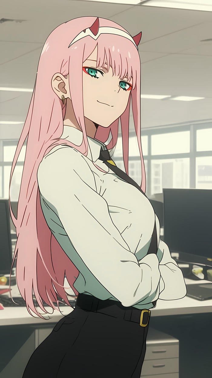 Anime Zero Two thần thái lạnh lùng