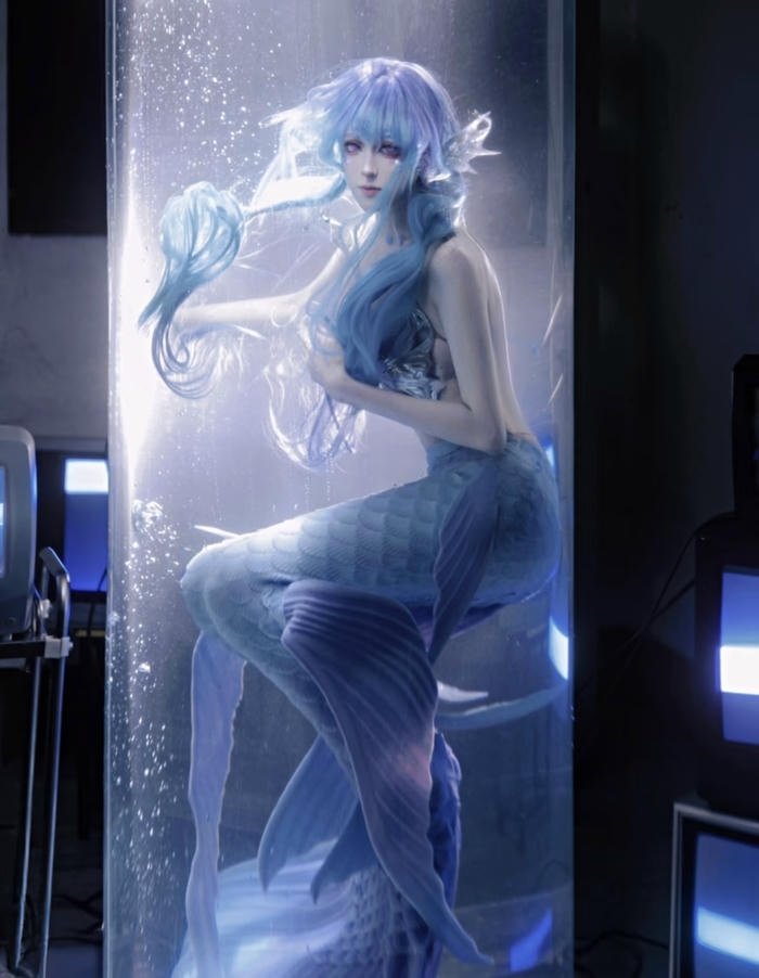 Bức ảnh cosplay nàng tiên cá đuôi cá sắc xanh nổi bật