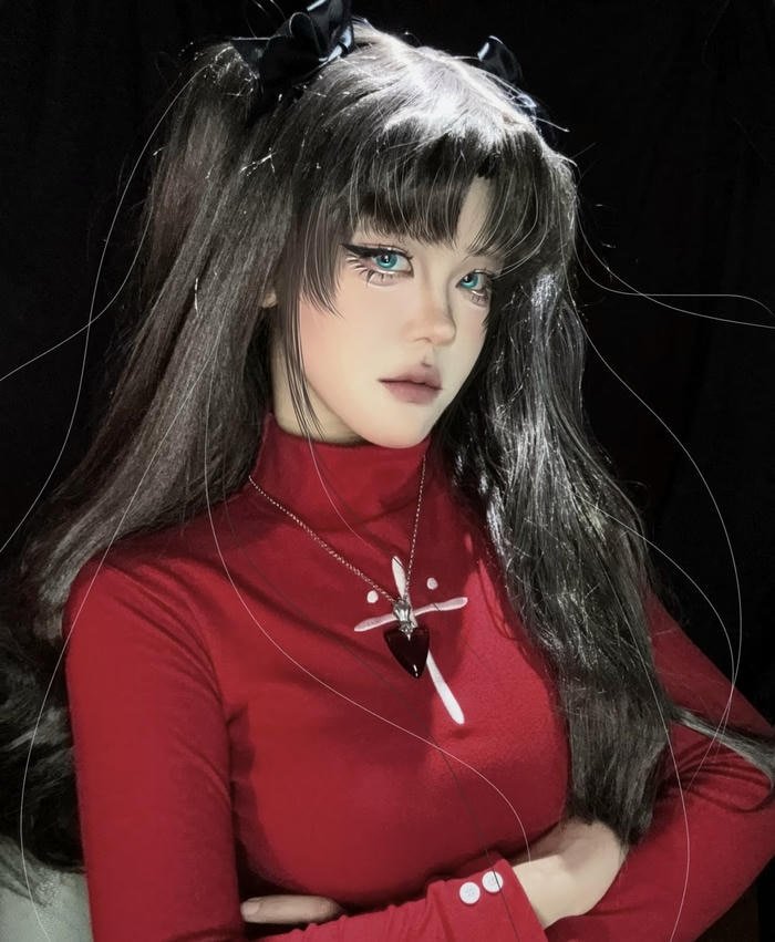 Bức ảnh rin tohsaka cosplay nét mặt cứng