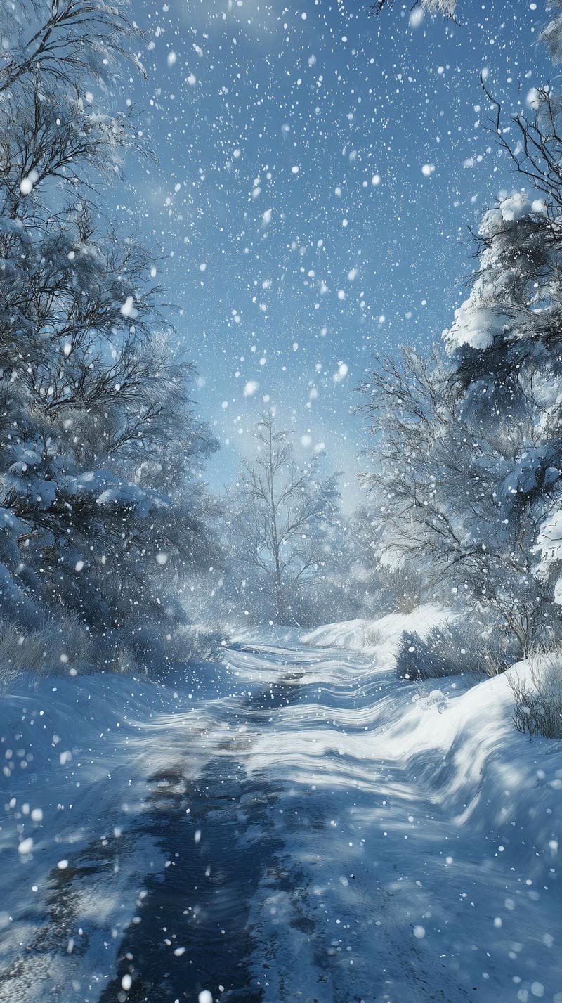 Bức ảnh tuyết rơi anime bầu trời xám