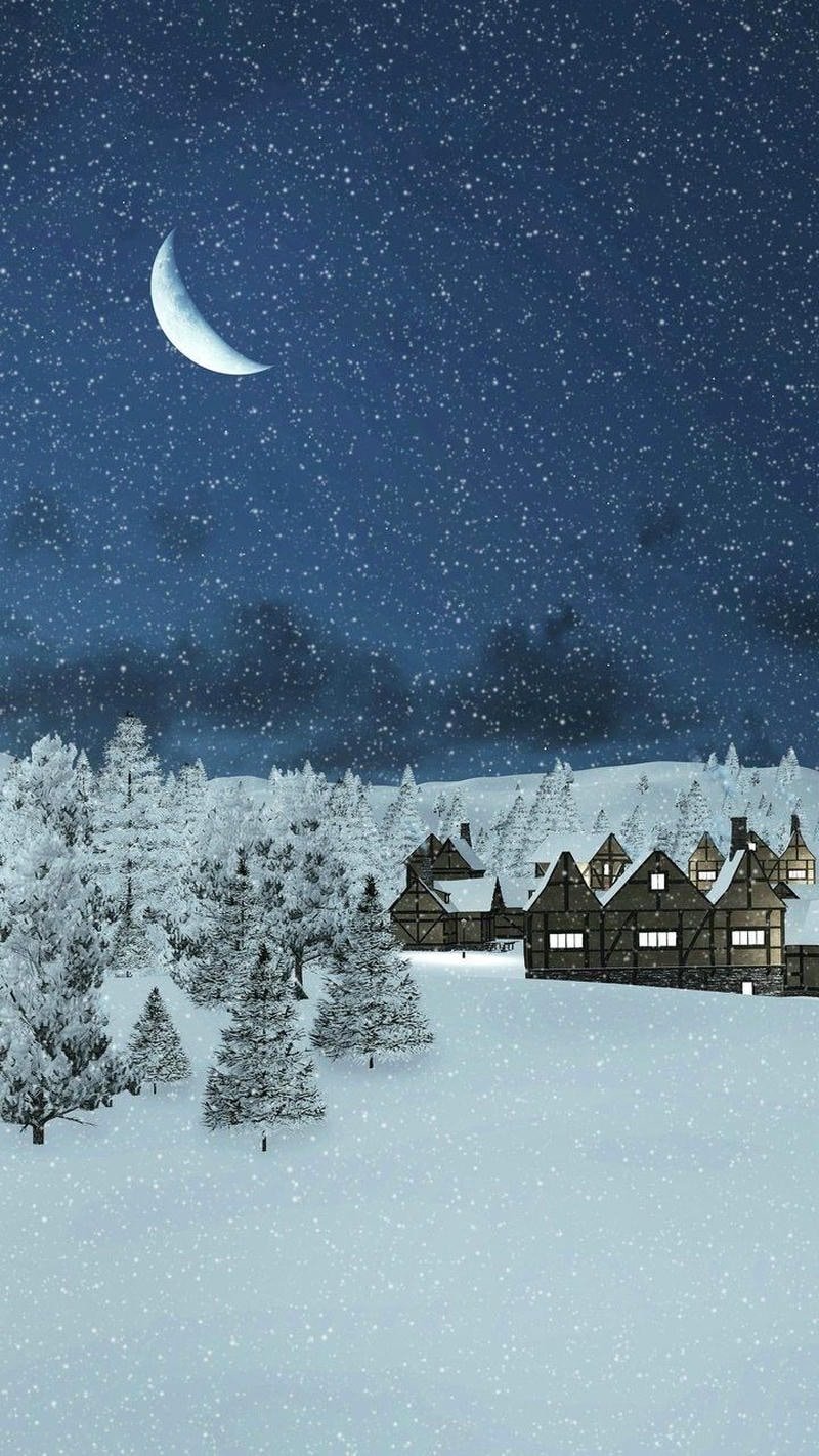 Bức ảnh tuyết rơi anime con đường vắng