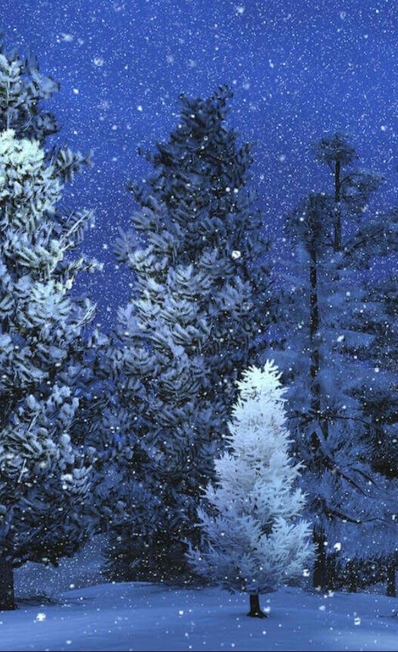 Bức ảnh tuyết rơi anime phố nhỏ mùa đông