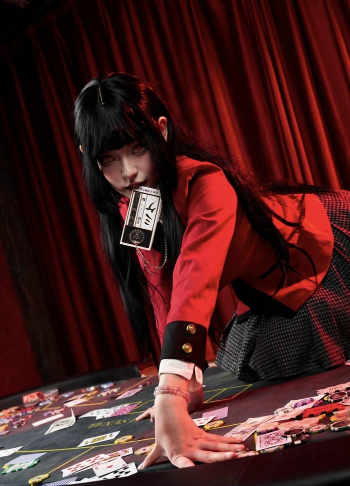 Bức ảnh yumeko jabami cosplay mái tóc đen óng