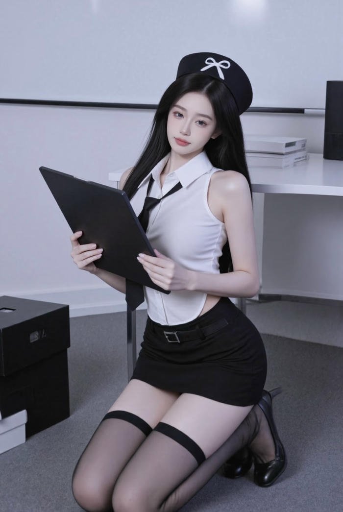 Bức hình cosplay thư kí làn da trắng