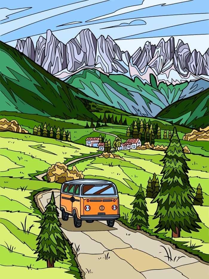 Cấu trúc xe được thể hiện rõ qua tranh vẽ ô tô