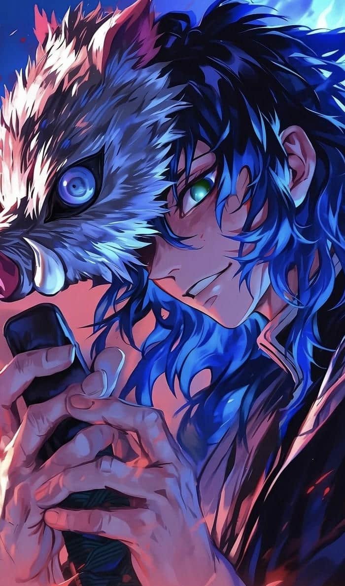 Hình Inosuke anime biểu cảm dữ dội