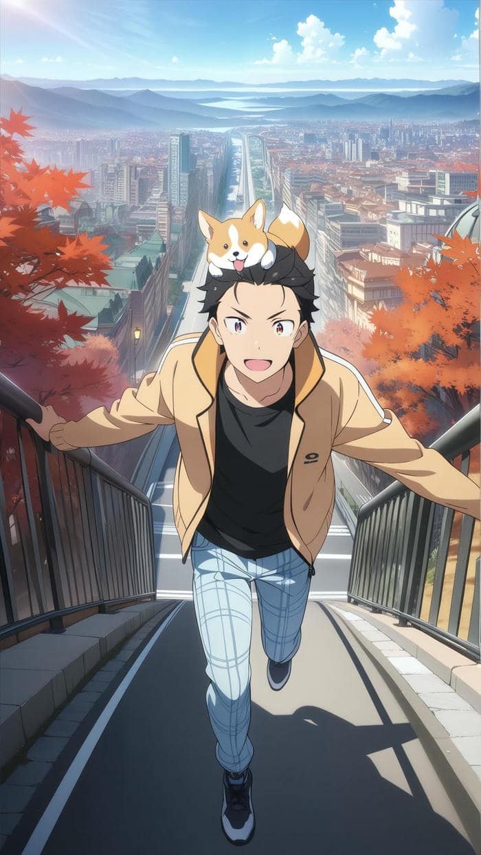 Hình Natsuki Subaru anime năng động