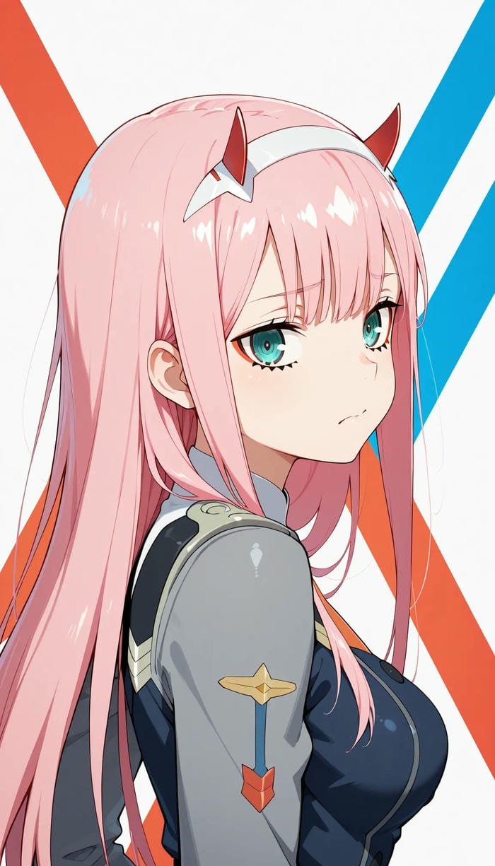 Hình Zero Two biểu cảm lạnh lùng