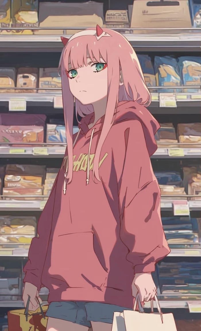 Hình Zero Two phong cách nổi loạn