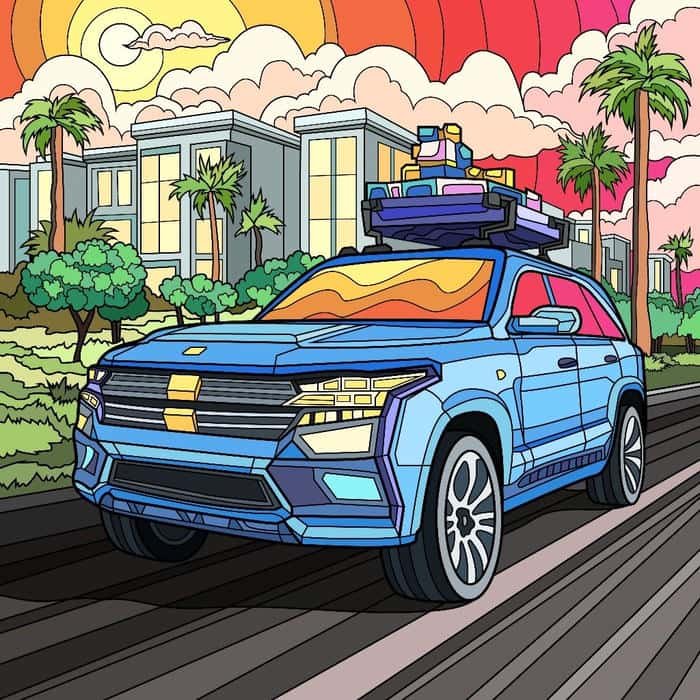 Hình ảnh ô tô được khắc họa thông qua tranh vẽ ô tô