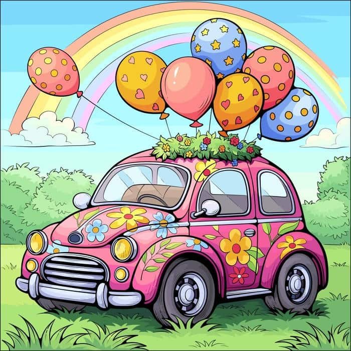 Hình ảnh phương tiện quen thuộc trong tranh vẽ ô tô