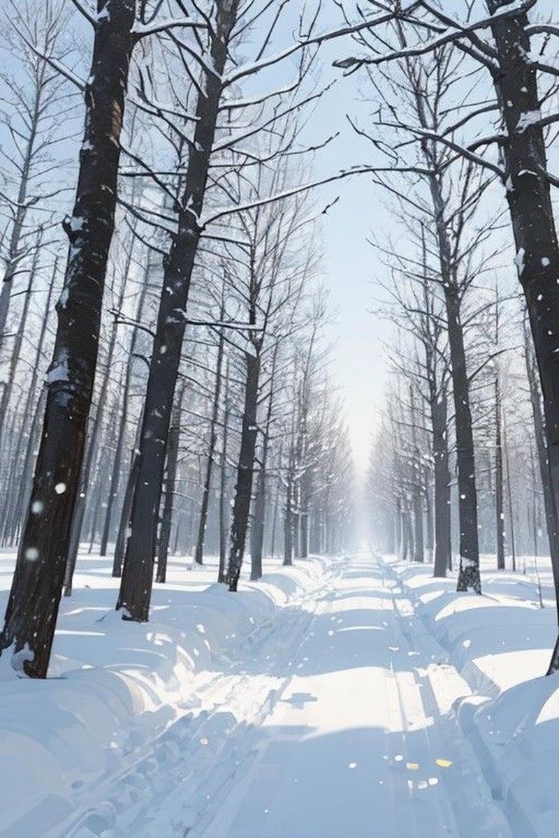 Hình ảnh tuyết rơi anime khu rừng tĩnh lặng