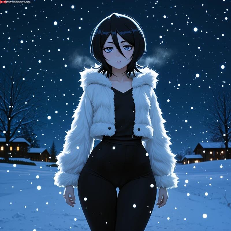Hình anime tuyết rơi êm ái hư ảo
