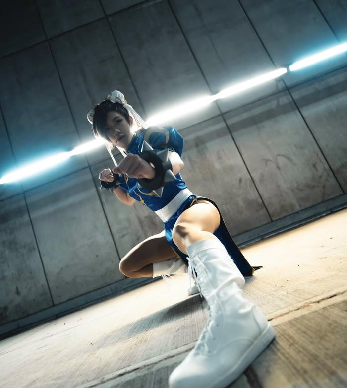 Hình cosplay chun li ánh nhìn kiên định