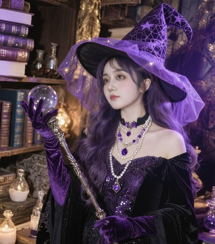 Hình phù thuỷ cosplay ánh nhìn xa