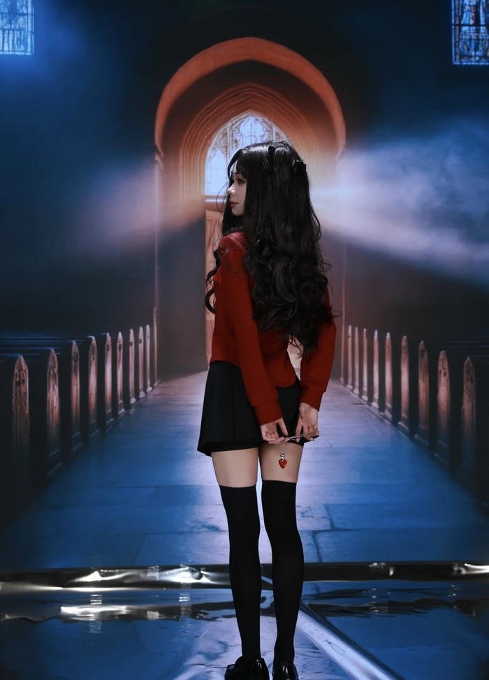 Hình rin tohsaka cosplay dáng quay lưng