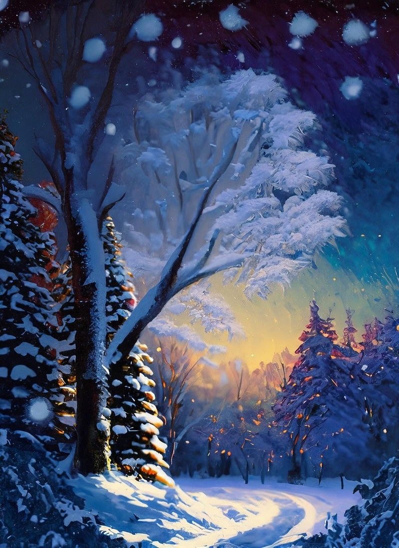 Hình tuyết rơi anime bầu trời tuyết bay