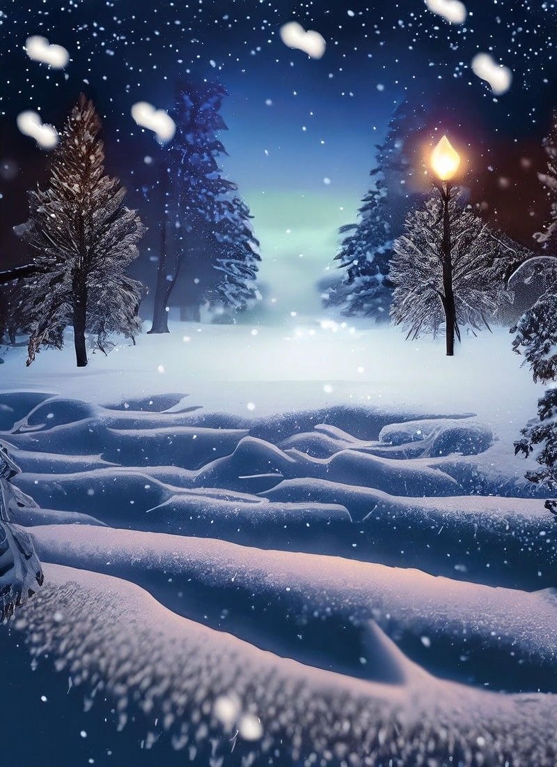 Hình tuyết rơi anime cánh rừng mùa đông