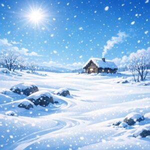 Hình tuyết rơi anime cảnh sáng lạnh