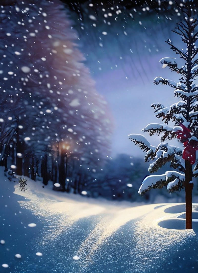 Hình tuyết rơi anime con đường trắng