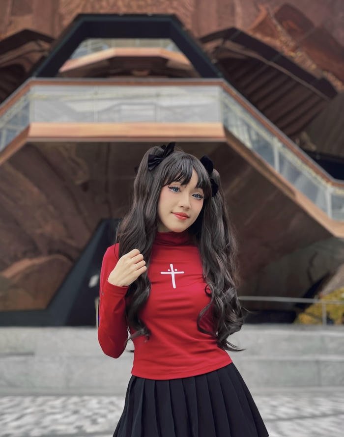Rin tohsaka cosplay mái tóc buộc đôi