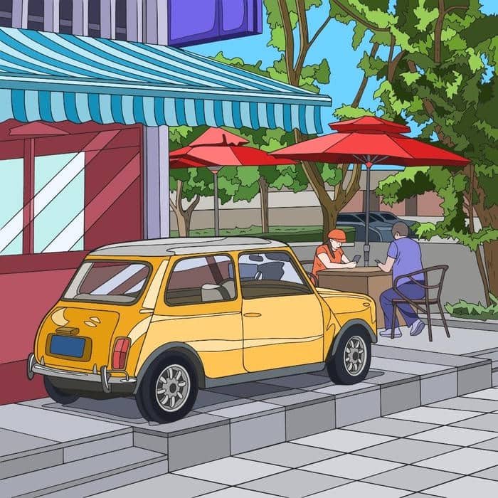 Tổng thể hình ảnh mang tính kỹ thuật của tranh vẽ ô tô