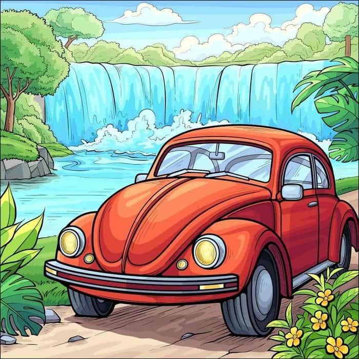 Tranh vẽ ô tô ghi lại cấu trúc phương tiện