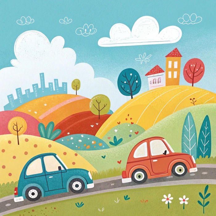 Tranh vẽ ô tô mang cảm giác chuyển động nhẹ
