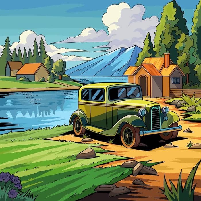 Tranh vẽ ô tô phản ánh niềm yêu thích xe cộ