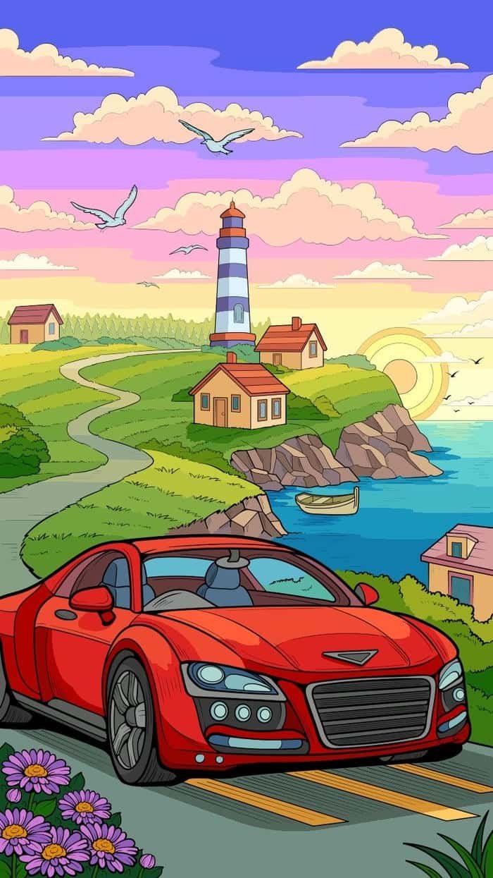 Tranh vẽ ô tô tạo ấn tượng thị giác rõ ràng