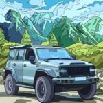 Tranh vẽ ô tô tập trung vào hình khối rõ ràng