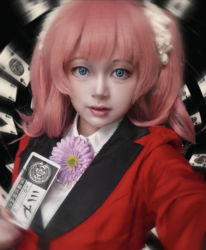 Yumeko jabami cosplay tóc hồng