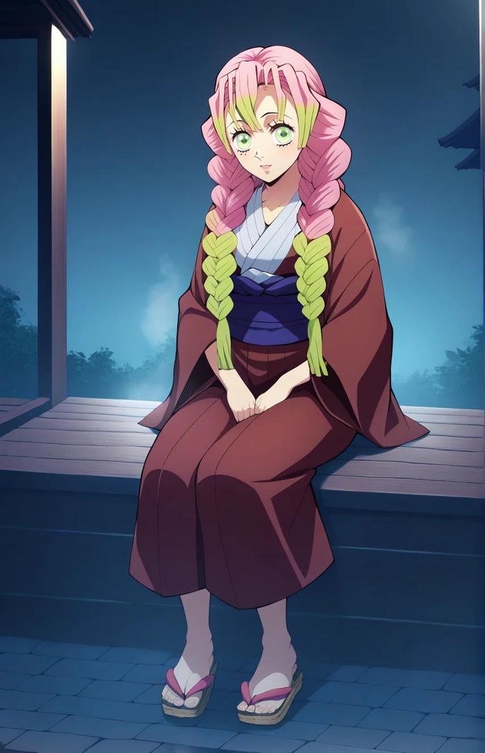 ảnh anime mitsuri ngồi suy tư