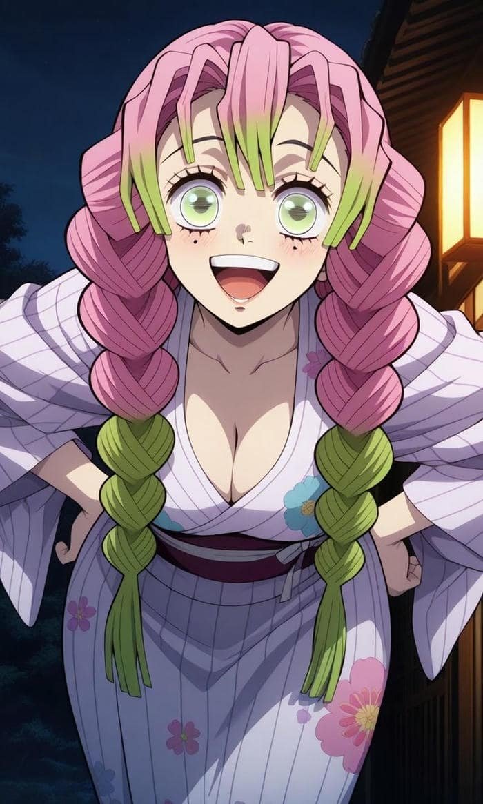 ảnh mitsuri anime biểu cảm vui tươi