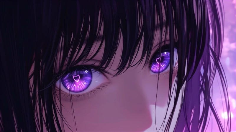 Cận cảnh ánh mắt anime phong cách hoạt hình Nhật Bản