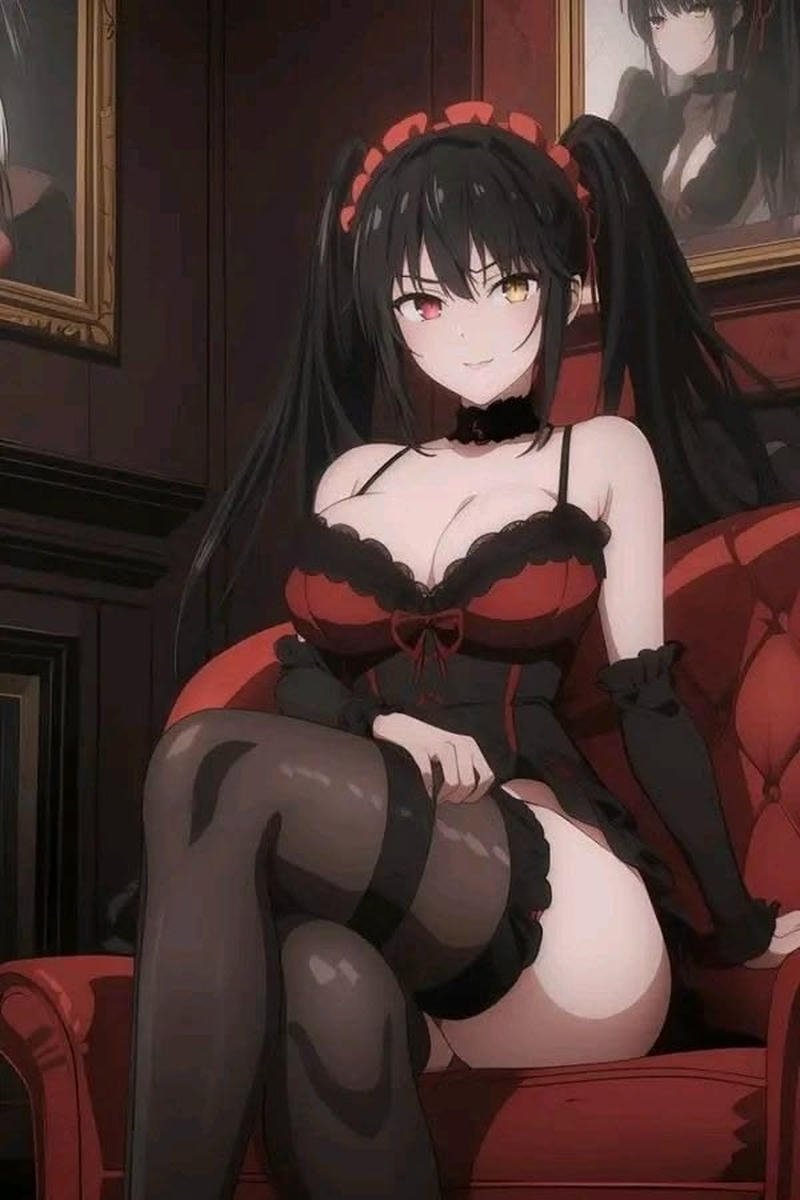 Cảnh Kurumi nghiêng đầu với biểu cảm bí ẩn