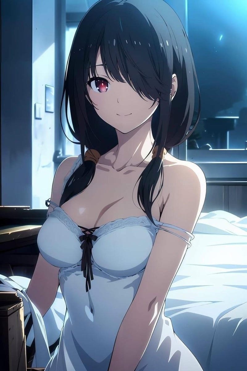 Cảnh Kurumi tạo dáng quyến rũ trong trang phục tối