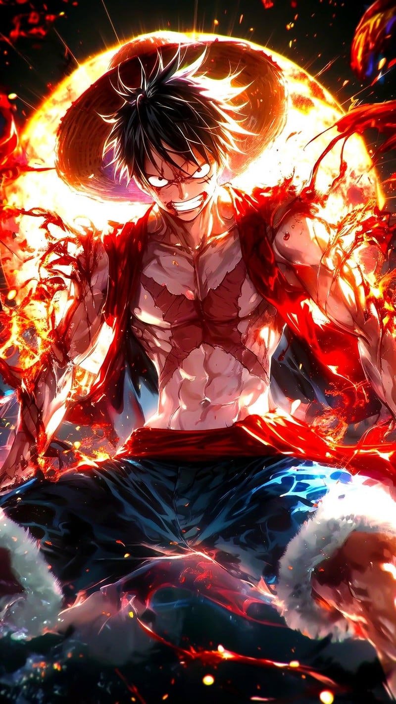 Cảnh Luffy nhìn xa với ánh mắt quyết tâm ảnh anime luffy