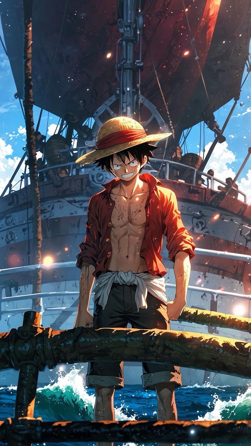 Cảnh Luffy tạo dáng tự tin trong thế giới hải tặc