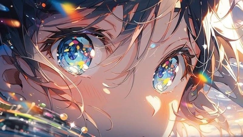 Chi tiết đôi mắt nhân vật anime long lanh đầy cảm xúc