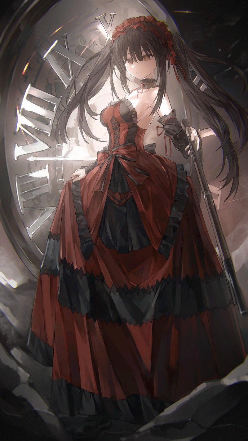 Hình Kurumi tạo dáng bí ẩn cầm kiếm