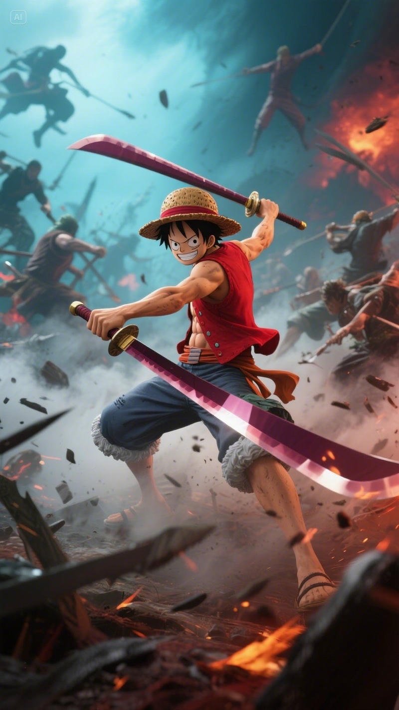 Hình Luffy nổi bật với chiếc mũ rơm đặc trưng