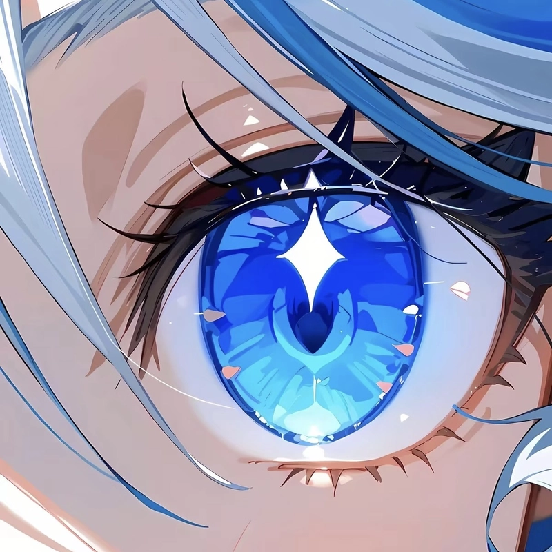 Hình anime mắt cùng đôi mắt xanh nổi bật