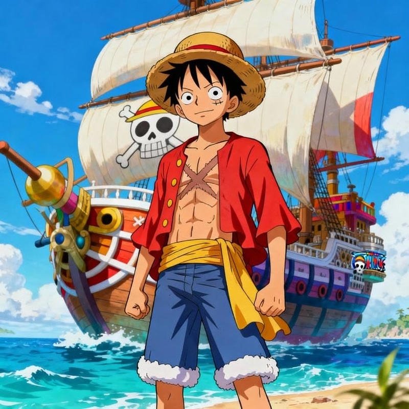 Khoảnh khắc Luffy cười tươi phong cách truyện tranh ảnh anime luffy