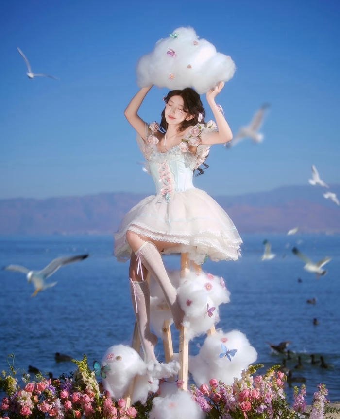 ảnh gái xinh trung quốc mặc váy xòe