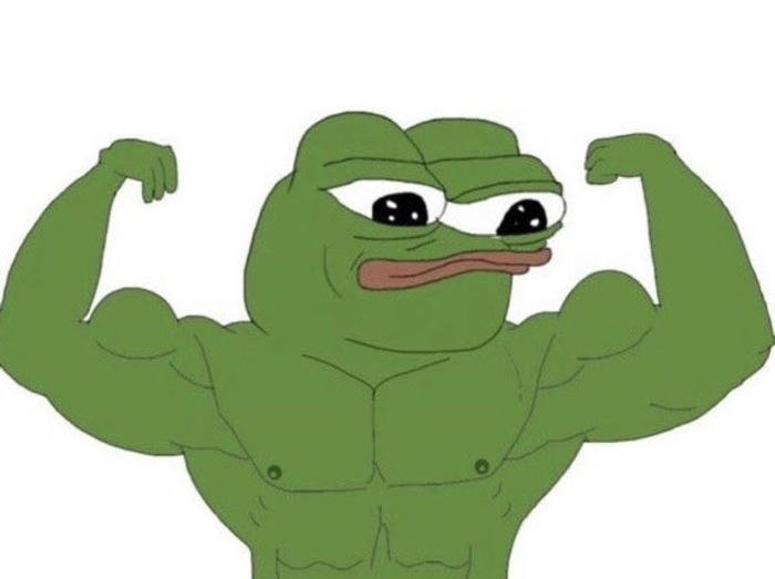 ảnh meme ếch xanh khoe cơ bắp