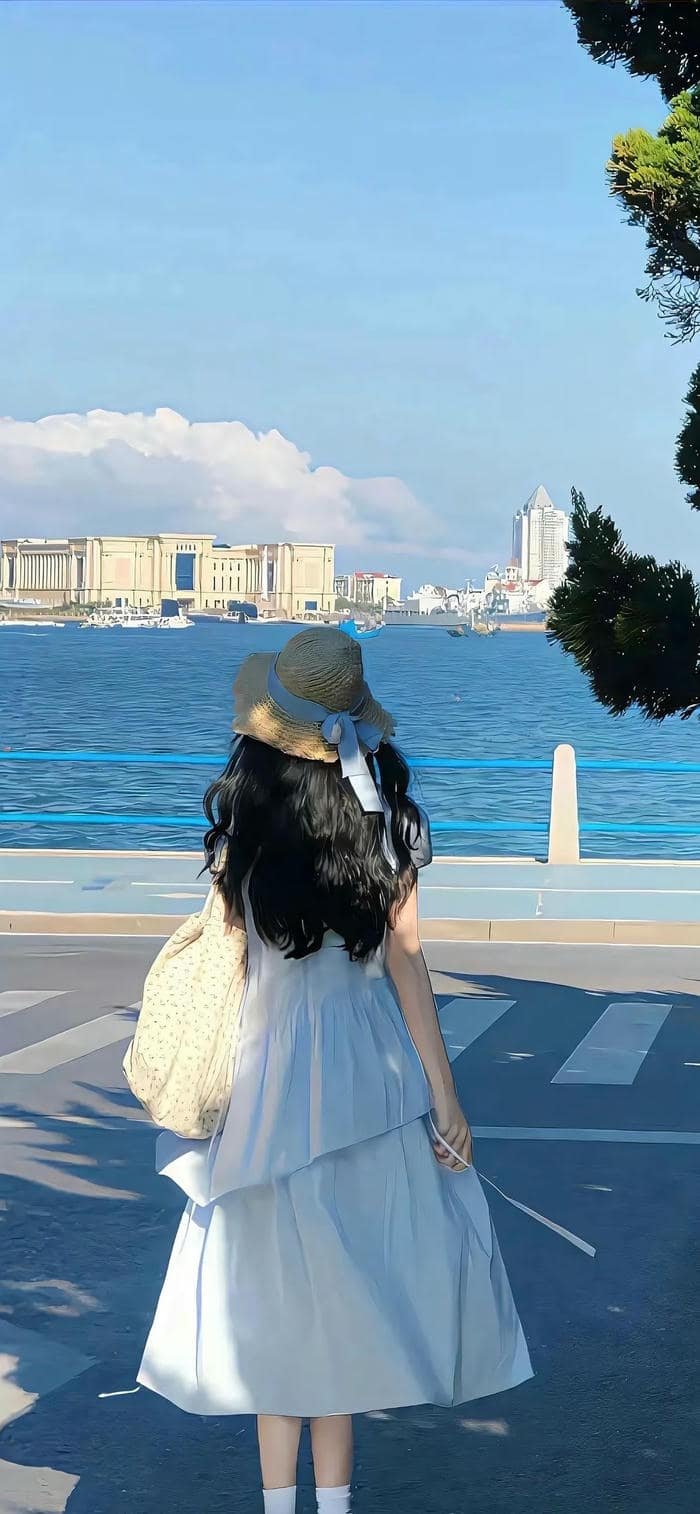 ảnh nền gái quay lưng phong cảnh