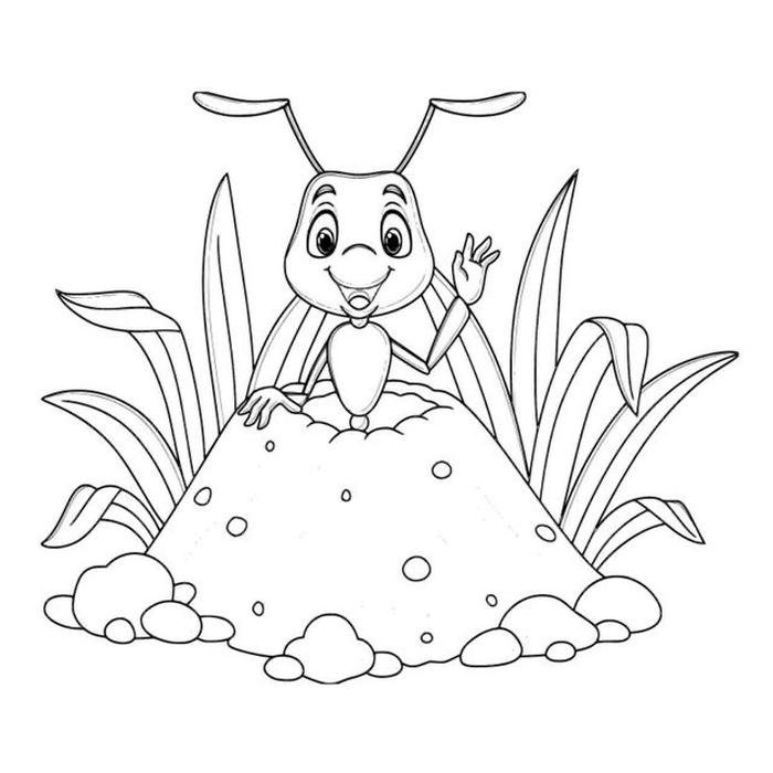 ảnh tô màu con kiến dơ tay