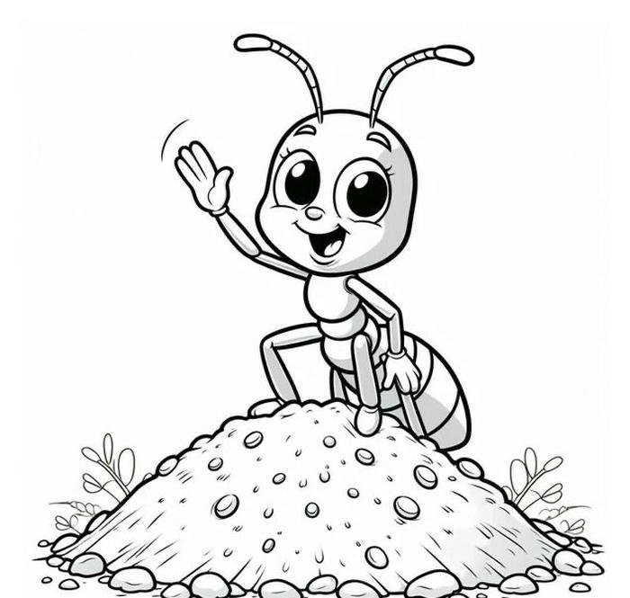 ảnh tranh tô màu con kiến ngẩng đầu